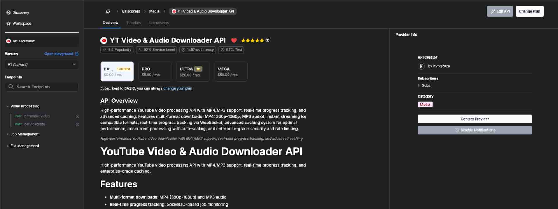 YouTube Downloader API
